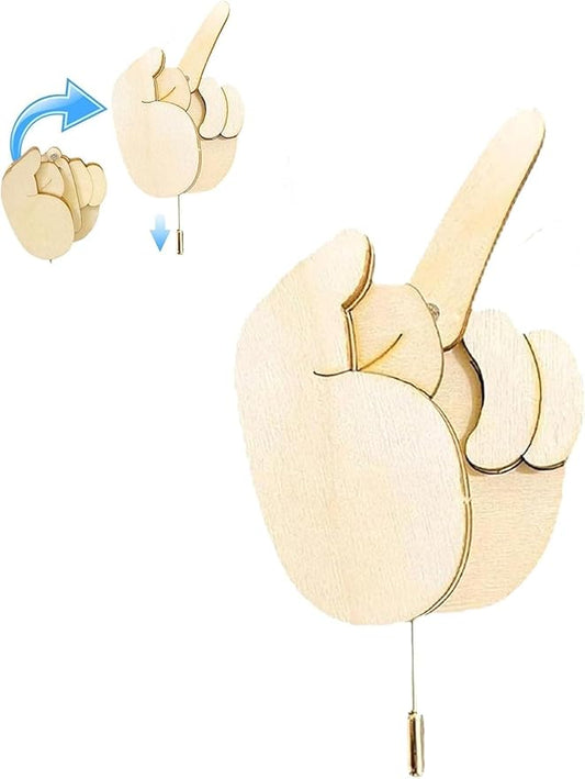 Funny Wooden Finger Brooch