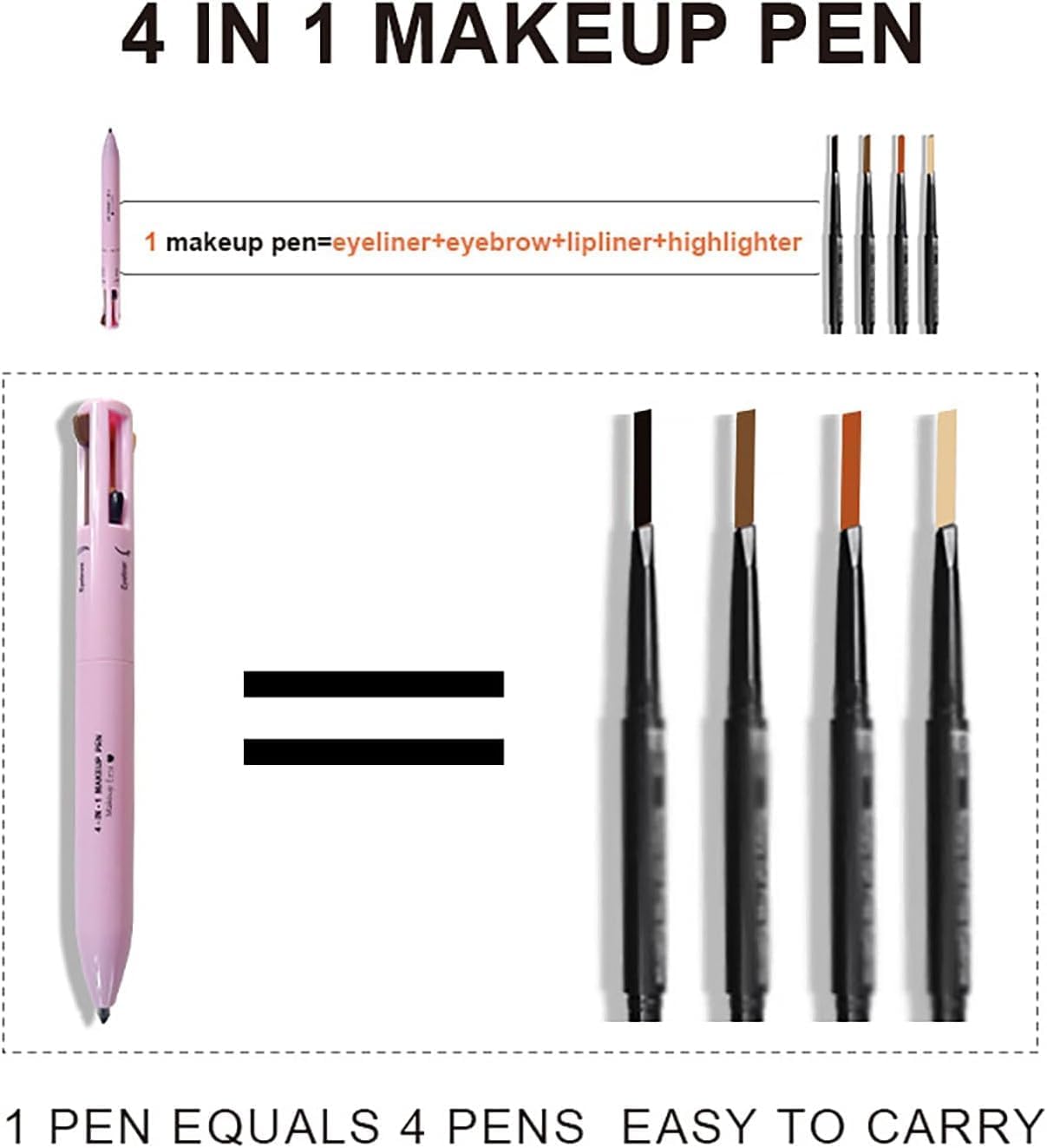 Flair Fusion 4-in-1 Matte Makeup Pen – Eyeliner, Lip Liner, Brow Pencil & Highlighter