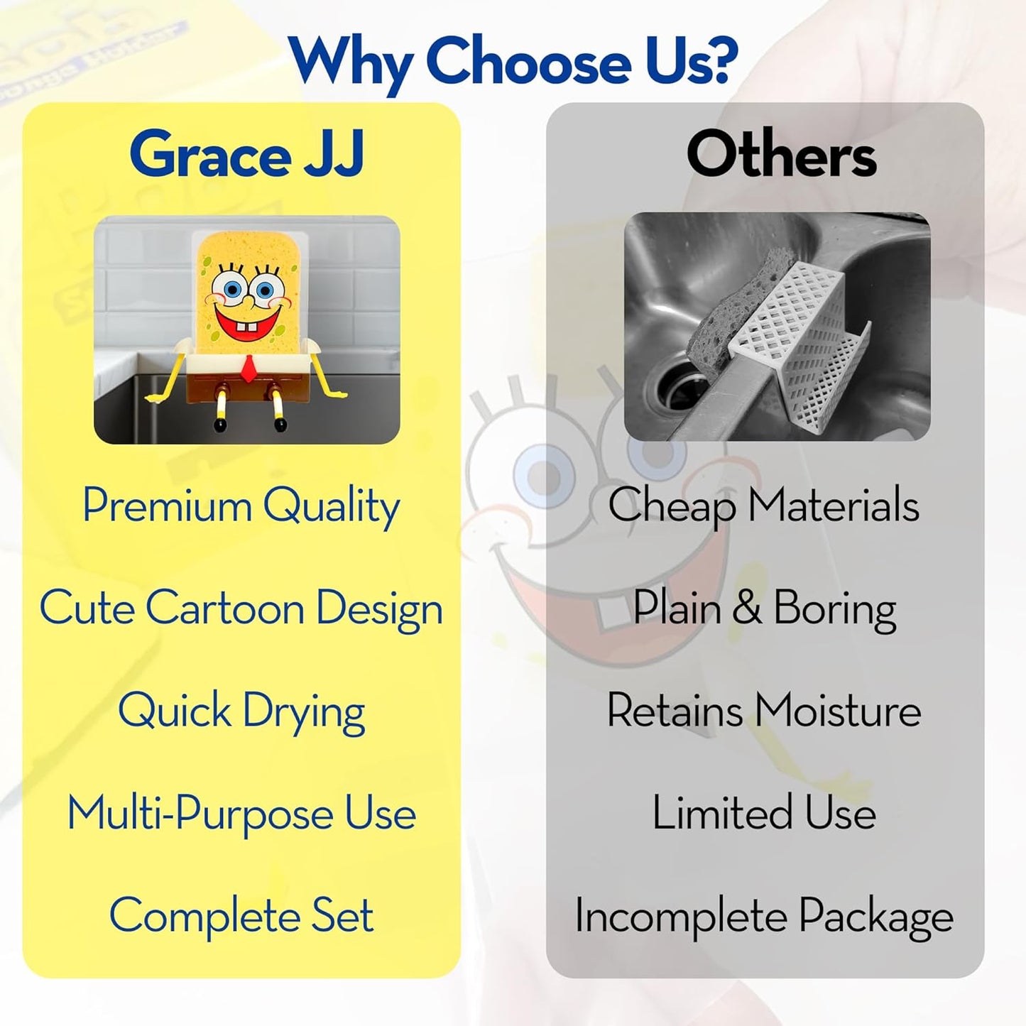 Cute Sink Sponge Holder – Fun Cartoon Design with Drainage