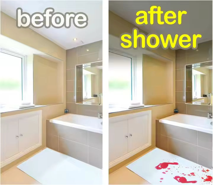 Bloody Footsteps™ Color-Changing Horror Bath Mat