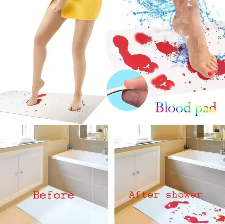Bloody Footsteps™ Color-Changing Horror Bath Mat