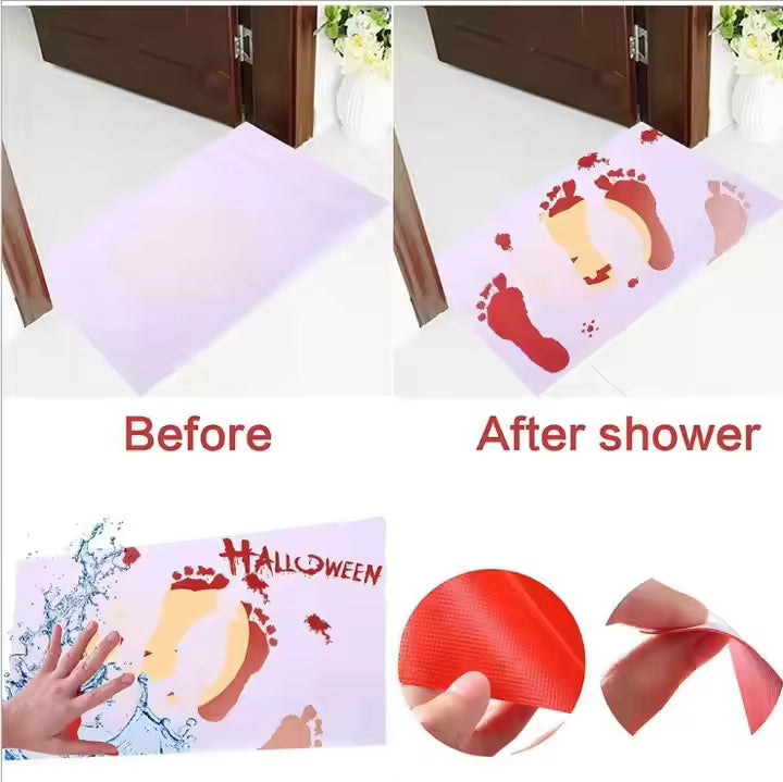 Bloody Footsteps™ Color-Changing Horror Bath Mat